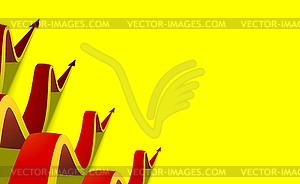Four red arrows on yellow background Isometric - vector image