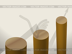 Brown columns of diagrams with arrow graphics - vector EPS clipart