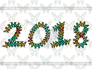 Inscription 2018 consisting of multicolored - vector image
