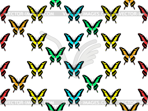 Seamless pattern, butterflies of all colors of - vector image