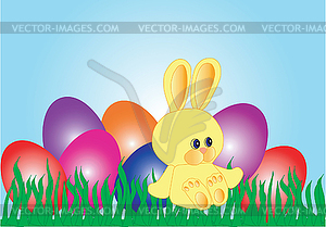 Yellow Easter Bunny - vector clipart