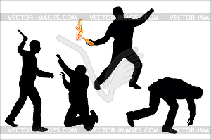 Uncontrolled riot silhouettes - vector EPS clipart