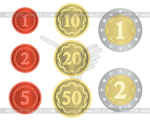 Imaginary collection of coins - vector clipart