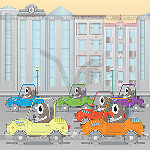 Traffic jam in city - horizontal seamless image - vector EPS clipart