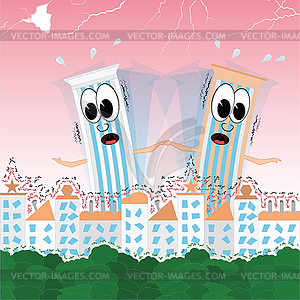 Severe earthquake struggle - vector image