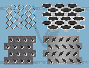 Perforated seamless metal patterns - vector clipart