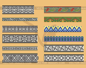 Chinese seamless linear ornaments - vector clip art