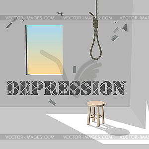 Depression in dark room - vector EPS clipart