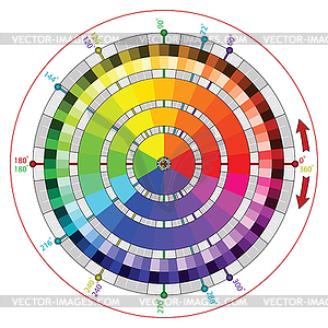 Complementary color wheel for artists - vector clipart
