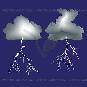 Lightning and dark clouds - vector clipart