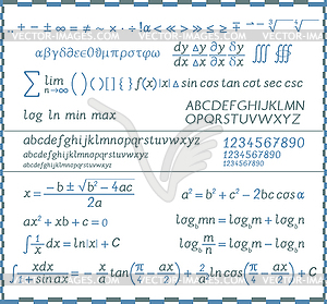Mathematical symbols, numbers and letters - - vector clip art