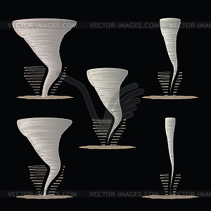 Tornado in different forms - vector clipart