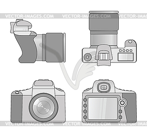Different views of digital camera - vector clipart