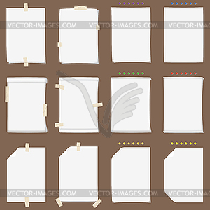 Paper sheet collection with solid shadows (change - vector image