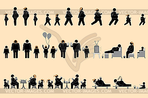 Obese people and good appetite pictogram - vector clip art