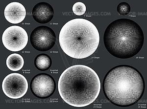 Solid and dotted radial gradient backgrounds - vector clipart