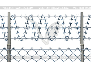 Highly detailed prison or refugee camp fence - vector image