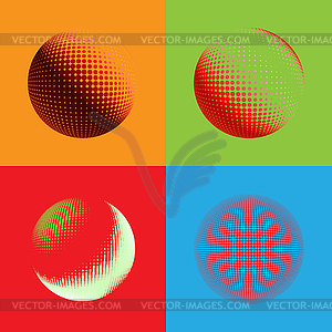 Halftone circle set logo template - vector clip art