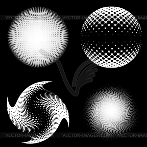 Abstract halftone circle set logo template - white & black vector clipart