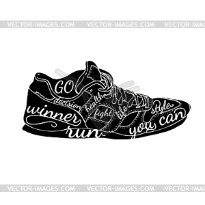 Inspirational typography with sneakers - vector clipart