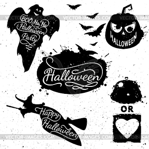 Witch, bat, pumpkin, spider - vector clip art