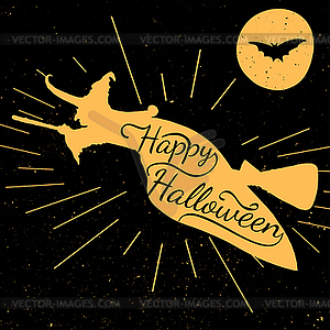 Halloween witch calligraphy poster - vector clip art