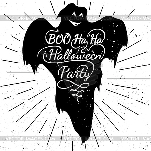 Halloween ghost calligraphy poster - vector image