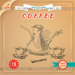 Set of coffee elements - vector clipart / vector image