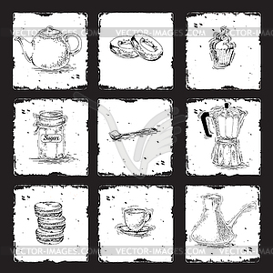 Coffee and tea set - vector clipart