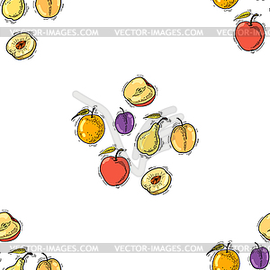 Fruit seamless pattern - color vector clipart