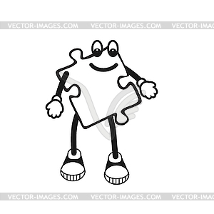 Cartoon character of puzzle - vector clip art