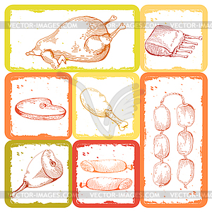 Set of Meat - vector image