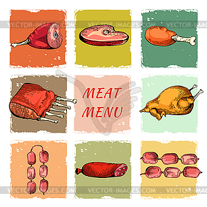 Set of Meat - vector image