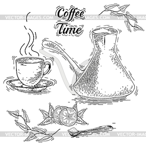 Set of coffee elements - vector clip art