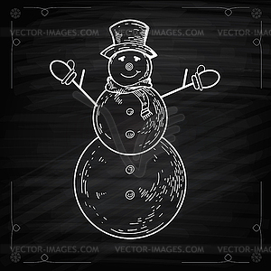 Снеговики на Классная доска стиль - векторное изображение