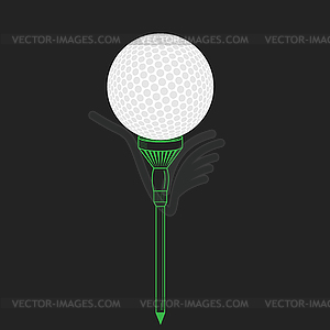 Мяч для гольфа на колышке - векторный клипарт