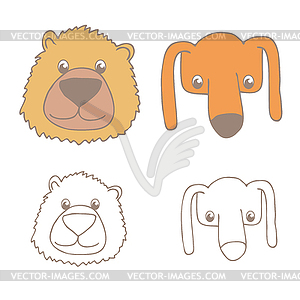 Cartoon bear and dog - color vector clipart