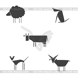 Animals silhouettes set - vector clip art