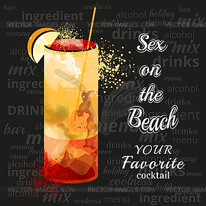 Long Island Iced Tea cocktail illustration. Alcoholic cocktails hand drawn  vector illu…