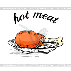 Chicken leg meat - vector clipart