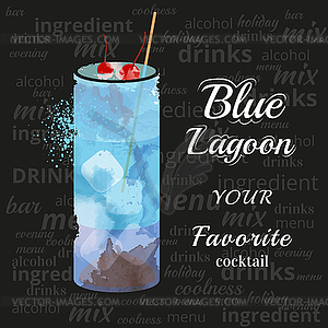Голубая лагуна коктейль - клипарт в векторном виде