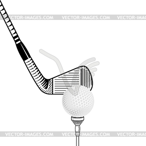 Golf club and ball - vector image