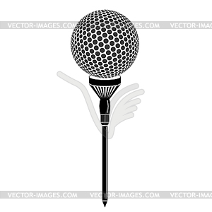 Golf ball on black tee - vector clipart