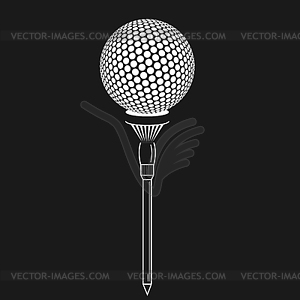 Golf ball on black tee - vector clip art