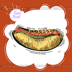 Hot dog. Poster - vector clipart