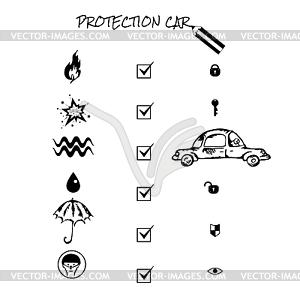 Car insurance set - vector clipart