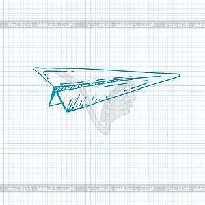 Значок бумажный самолетик - изображение в векторном формате