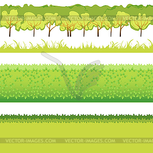 Grass and bushes - vector image