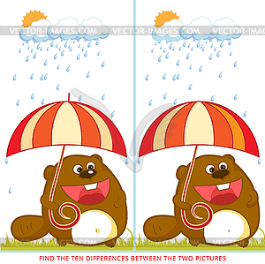 Find ten differences color - vector clip art