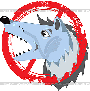 Angry dog.Prohibition sign.Danger - vector image